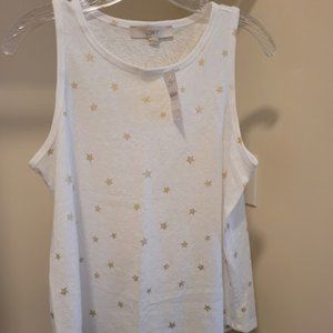 Loft White Tank with Gold Stars